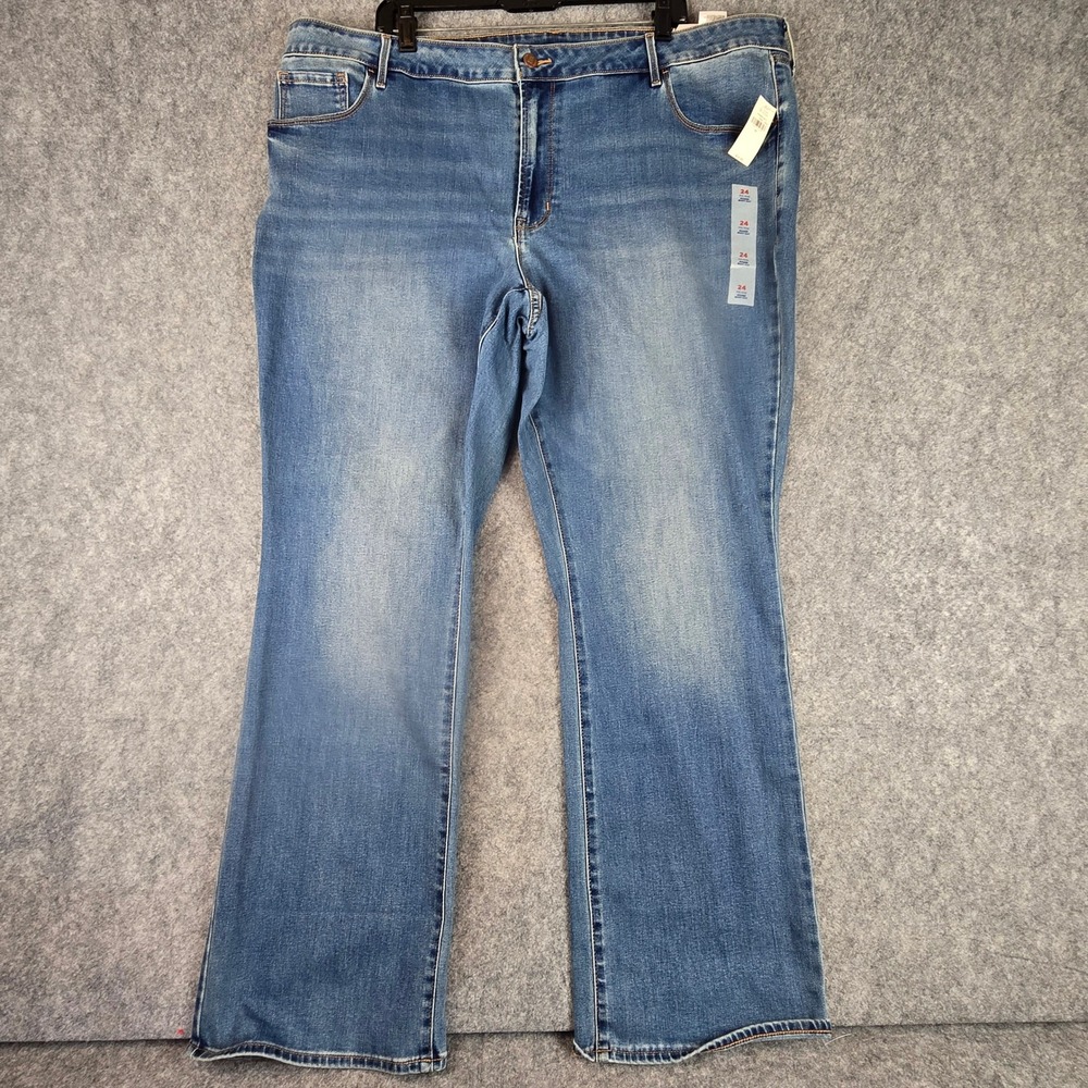 Old Navy Kicker Boot-Cut Jeans Women 24 Blue Mid-Rise Stretch Denim